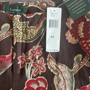 Ralph Lauren, size 12 brown, flat front, floral pants.